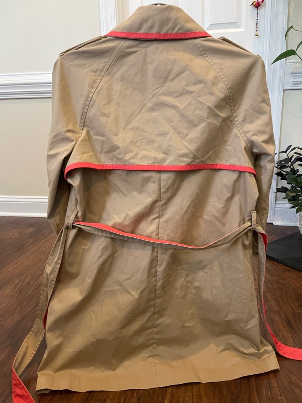 Crown & Ivy Trench Coat – Tan with Orange Accents, Size Small - Picture 2 of 4